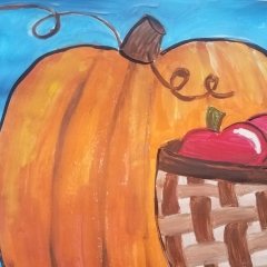 Apple Basket with Pumpkin