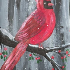 Cardinal on a Berry Branch
