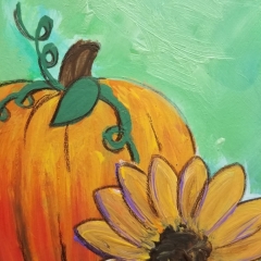 Fall Pumpkin with Flower